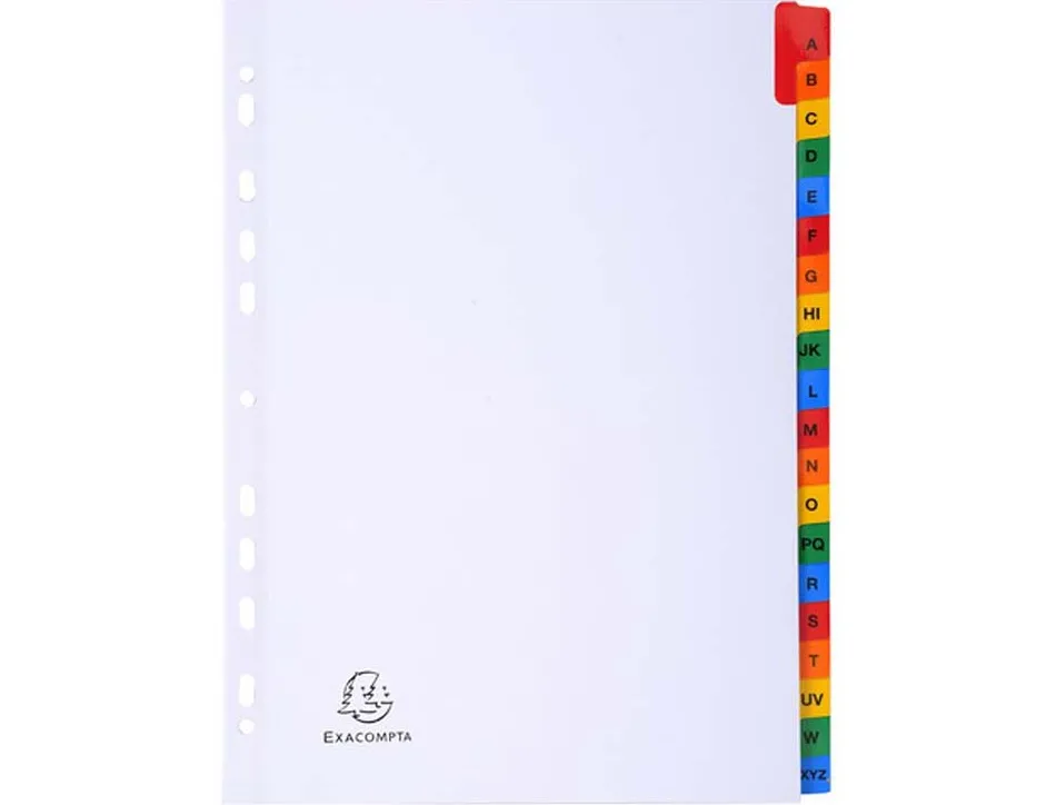 Intercalaires alphabétiques exacompta 20 positions carte 170 g format a4 onglet mylar