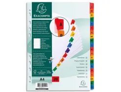 Intercalaires alphabétiques exacompta 20 positions carte 170 g format a4 onglet mylar
