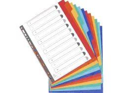 Intercalaires exacompta carte lustrée rigide format a4+ 24,5x29,7cm 12 positions coloris assortis