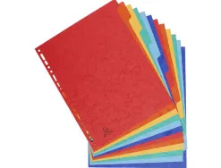 Intercalaires exacompta carte lustrée rigide format a4+ 24,5x29,7cm 12 positions coloris assortis