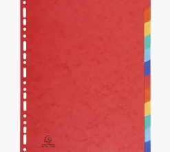 Intercalaires exacompta carte lustrée rigide format a4+ 24,5x29,7cm 12 positions coloris assortis
