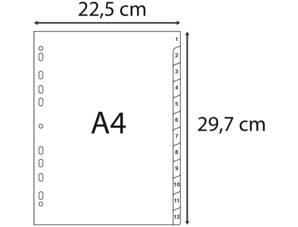 Intercalaires imprimes numeriques exacompta polypropylene a4 12positiones /numerique gris