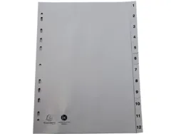 Intercalaires imprimes numeriques exacompta polypropylene a4 12positiones /numerique gris