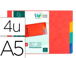 Intercalaires pour fiches bristol a5 148x210mm 4 positions