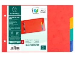 Intercalaires pour fiches bristol a5 148x210mm 4 positions