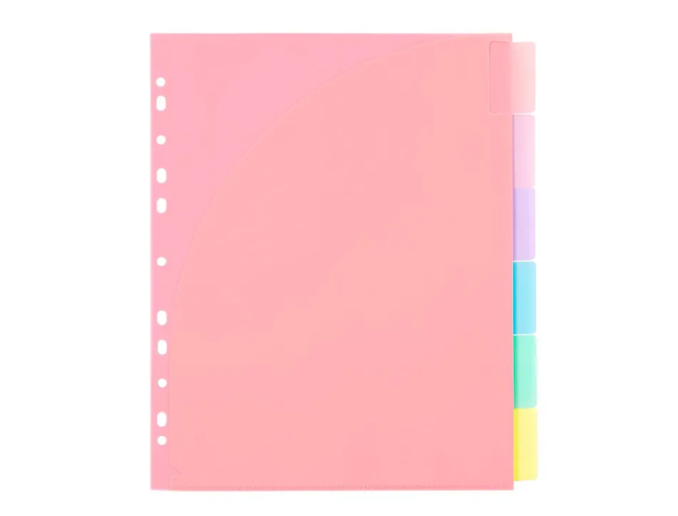 Intercalaires viquel rainbow pastel pp a4 maxi 6 positions 11 trous coloris assortis