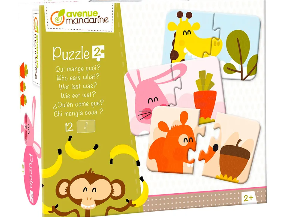 Jeu ducatif clairefontaine puzzle 2 pi ces, qui mange quoi contient 12 puzzles de 2 pi ces en carton pais -