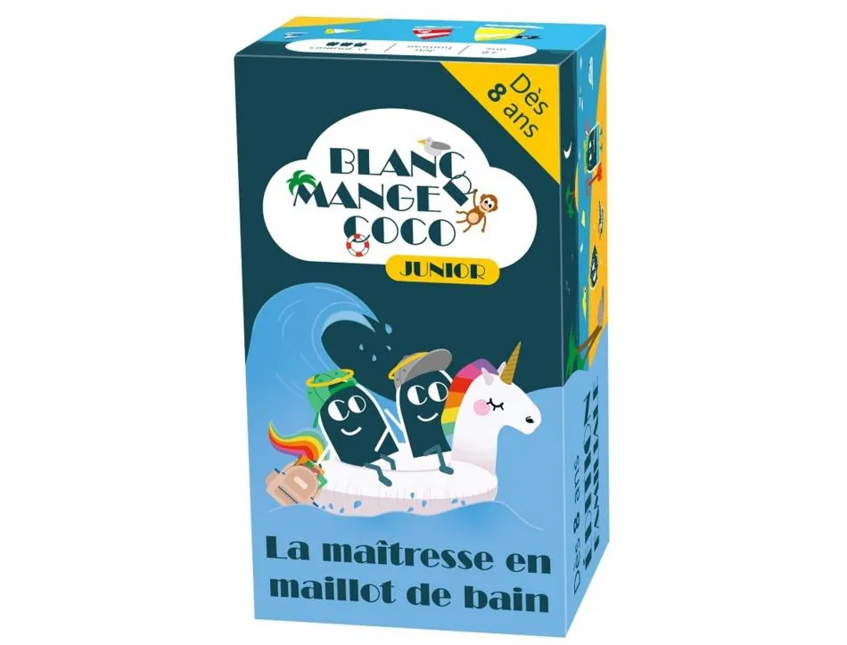 Jeu d'ambiance blanc manger coco junior la maitresse en maillot de bain hiboutatillus