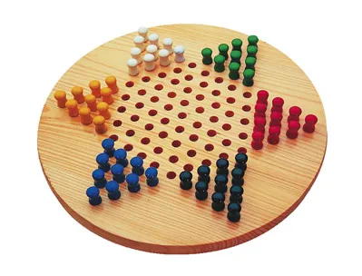 Jeu de dames chinoises plateau diamètre 29cm pions en bois massif 2/6 joueurs