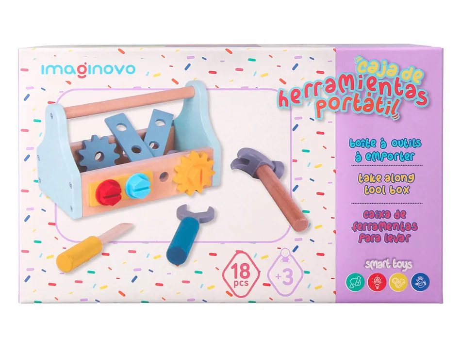 Jeu enfant imaginovo boite a outil bois +3 ans 18 pieces