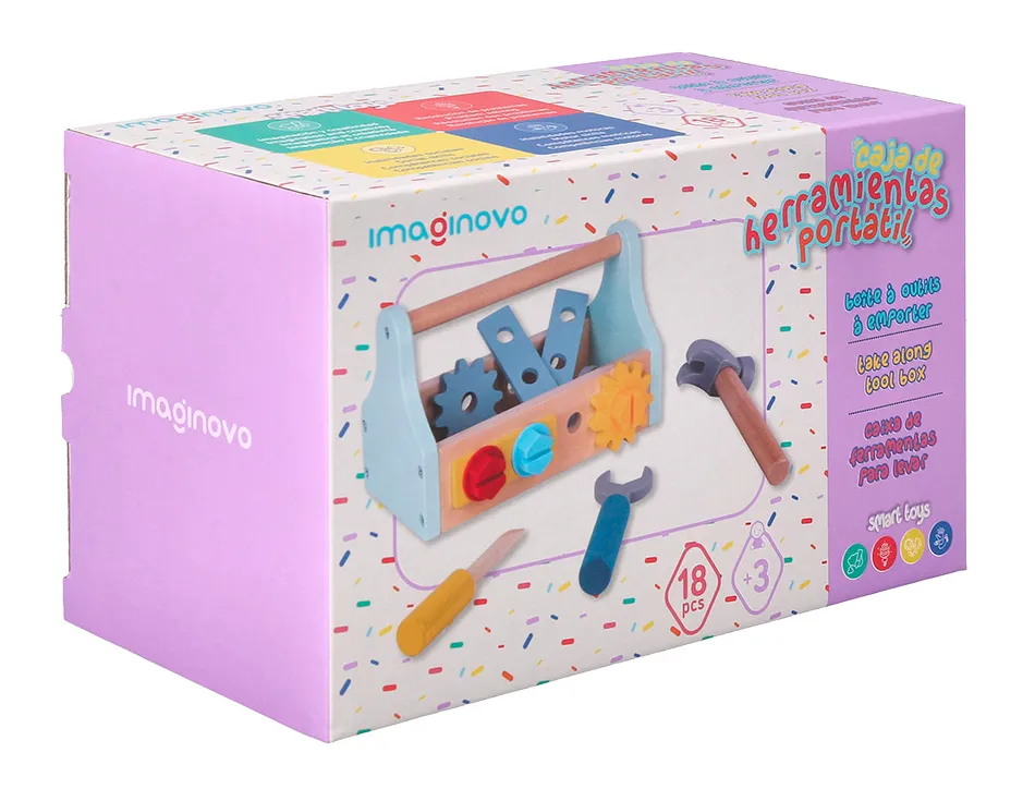 Jeu enfant imaginovo boite a outil bois +3 ans 18 pieces