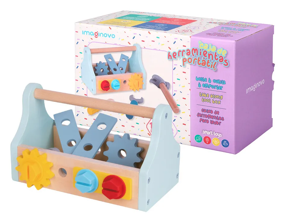 Jeu enfant imaginovo boite a outil bois +3 ans 18 pieces