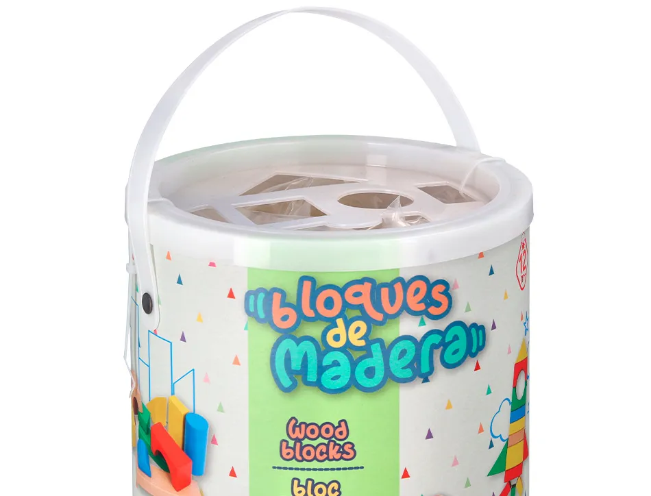 Jeu enfant imaginovo construction blocs bois +12 mois 100 pieces 29x29x3,5 cm