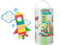 Jeu enfant imaginovo construction blocs bois +12 mois 100 pieces 29x29x3,5 cm