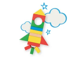 Jeu enfant imaginovo construction blocs bois +12 mois 100 pieces 29x29x3,5 cm