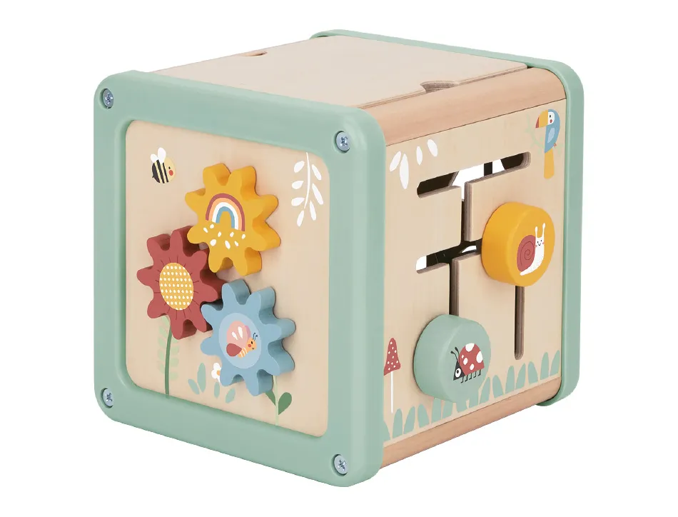 Jeu enfant imaginovo cubes d'activites bois +18mois 15,5x15,5x28 cm