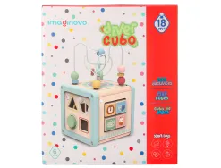 Jeu enfant imaginovo cubes d'activites bois +18mois 15,5x15,5x28 cm