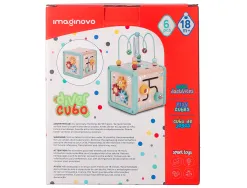 Jeu enfant imaginovo cubes d'activites bois +18mois 15,5x15,5x28 cm