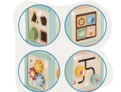 Jeu enfant imaginovo cubes d'activites bois +18mois 15,5x15,5x28 cm