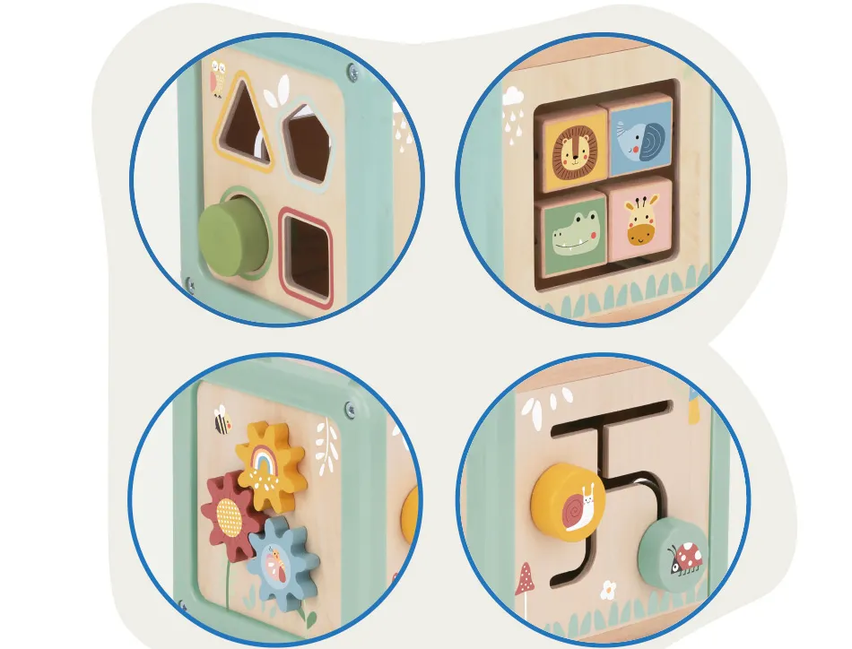 Jeu enfant imaginovo cubes d'activites bois +18mois 15,5x15,5x28 cm