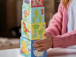 Jeu enfant imaginovo cubes empilables et nid dinosaures +12 mois 12 pieces 13x13x13 cm