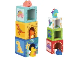 Jeu enfant imaginovo cubes empilables et nid dinosaures +12 mois 12 pieces 13x13x13 cm