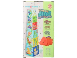 Jeu enfant imaginovo cubes empilables et nid dinosaures +12 mois 12 pieces 13x13x13 cm