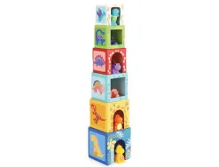 Jeu enfant imaginovo cubes empilables et nid dinosaures +12 mois 12 pieces 13x13x13 cm