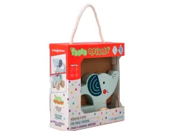 Jeu enfant imaginovo elephant a tirer avec roues bois +12 mois 13,4x10x5,4 cm