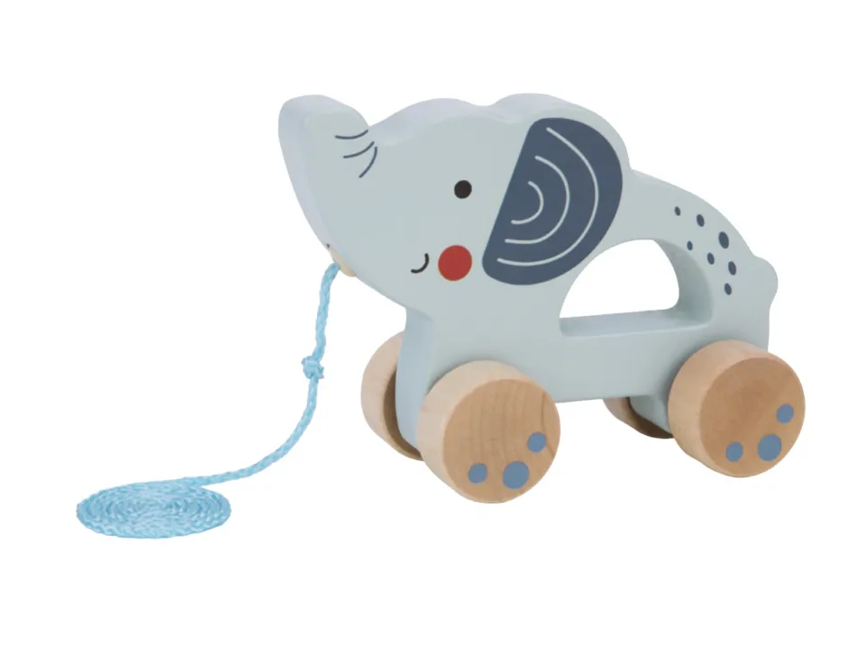 Jeu enfant imaginovo elephant a tirer avec roues bois +12 mois 13,4x10x5,4 cm