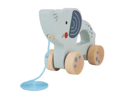 Jeu enfant imaginovo elephant a tirer avec roues bois +12 mois 13,4x10x5,4 cm