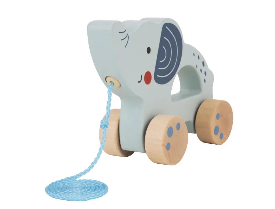 Jeu enfant imaginovo elephant a tirer avec roues bois +12 mois 13,4x10x5,4 cm