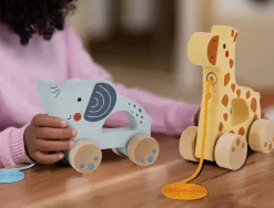 Jeu enfant imaginovo elephant a tirer avec roues bois +12 mois 13,4x10x5,4 cm