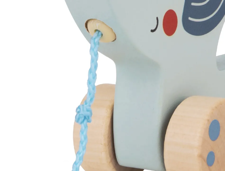 Jeu enfant imaginovo elephant a tirer avec roues bois +12 mois 13,4x10x5,4 cm