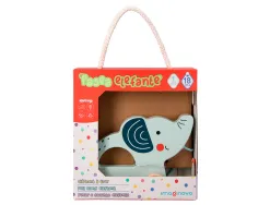 Jeu enfant imaginovo elephant a tirer avec roues bois +12 mois 13,4x10x5,4 cm