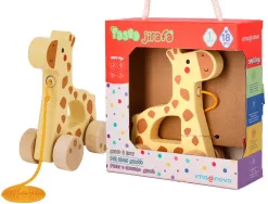 Jeu enfant imaginovo girafe a tirer avec roues bois +12 mois 16x12x5,4 cm