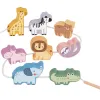 Jeu enfant imaginovo perles d'animaux a enfiler bois +24 mois 13 pieces 27x6,5x6,5 cm