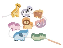 Jeu enfant imaginovo perles d'animaux a enfiler bois +24 mois 13 pieces 27x6,5x6,5 cm