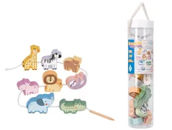 Jeu enfant imaginovo perles d'animaux a enfiler bois +24 mois 13 pieces 27x6,5x6,5 cm