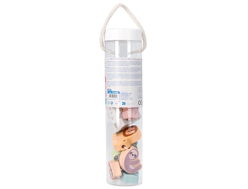 Jeu enfant imaginovo perles d'animaux a enfiler bois +24 mois 13 pieces 27x6,5x6,5 cm