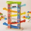 Jeu enfant imaginovo tour a toboggan bois 7 niveaux 6 voitures inclus +18 mois 38x32x14 cm