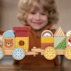 Jeu enfant imaginovo train formes empilables avec roues bois +18 mois 38x9,5x7,5 cm