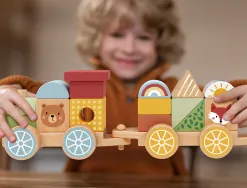 Jeu enfant imaginovo train formes empilables avec roues bois +18 mois 38x9,5x7,5 cm