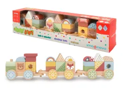 Jeu enfant imaginovo train formes empilables avec roues bois +18 mois 38x9,5x7,5 cm