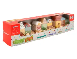 Jeu enfant imaginovo train formes empilables avec roues bois +18 mois 38x9,5x7,5 cm
