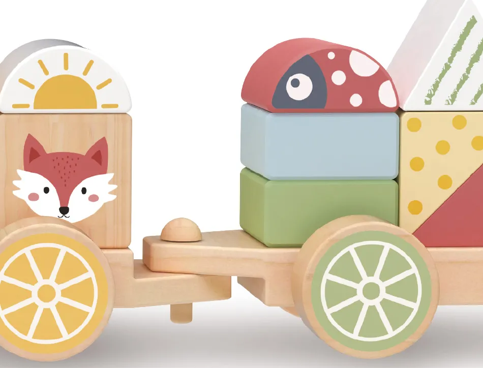 Jeu enfant imaginovo train formes empilables avec roues bois +18 mois 38x9,5x7,5 cm