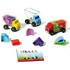 Jeu interdacta bahuts malins 3 camions bois + 10 pieces colorees plastique + 1 livret avec defis