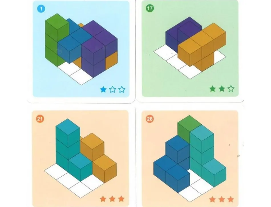 Jeu interdacta cubissimo 1 cube 7 pieces bois formes biscornues + 30 cartes defis + 1 livret instruction
