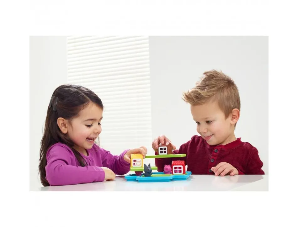 Jeu interdacta les 3 petits cochons 1 plateau + 3 maisons + 3 cochons + 1 loup + 1 livret + 1 livre avec le