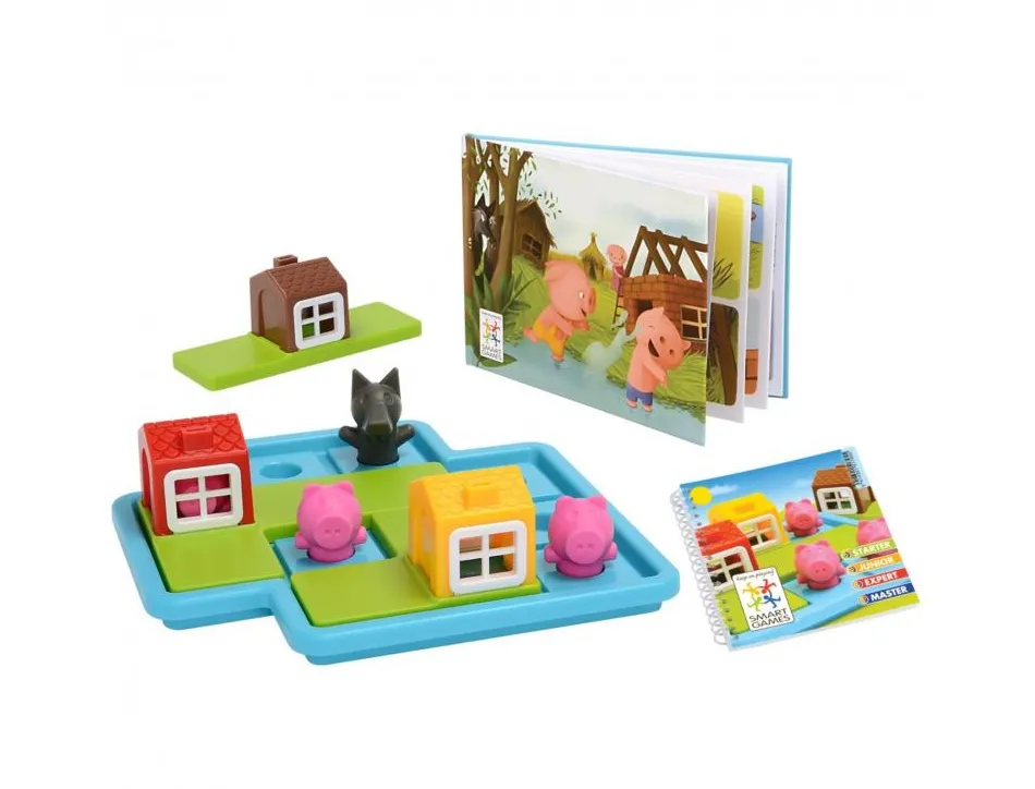 Jeu interdacta les 3 petits cochons 1 plateau + 3 maisons + 3 cochons + 1 loup + 1 livret + 1 livre avec le
